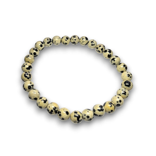 Dalmatian Jasper 6mm bead bracelet, Medium 18.5cm
