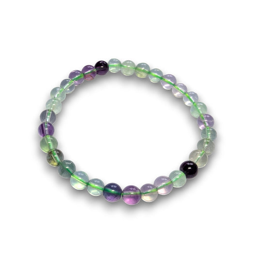 Fluorite 6mm bead bracelet, Medium 18.5cm