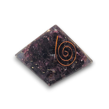 Small Garnet Orgonite Pyramid. Small Orgonite Pyramid measuring approx 33mm x 33mm at the base and 30mm from the base to the.
