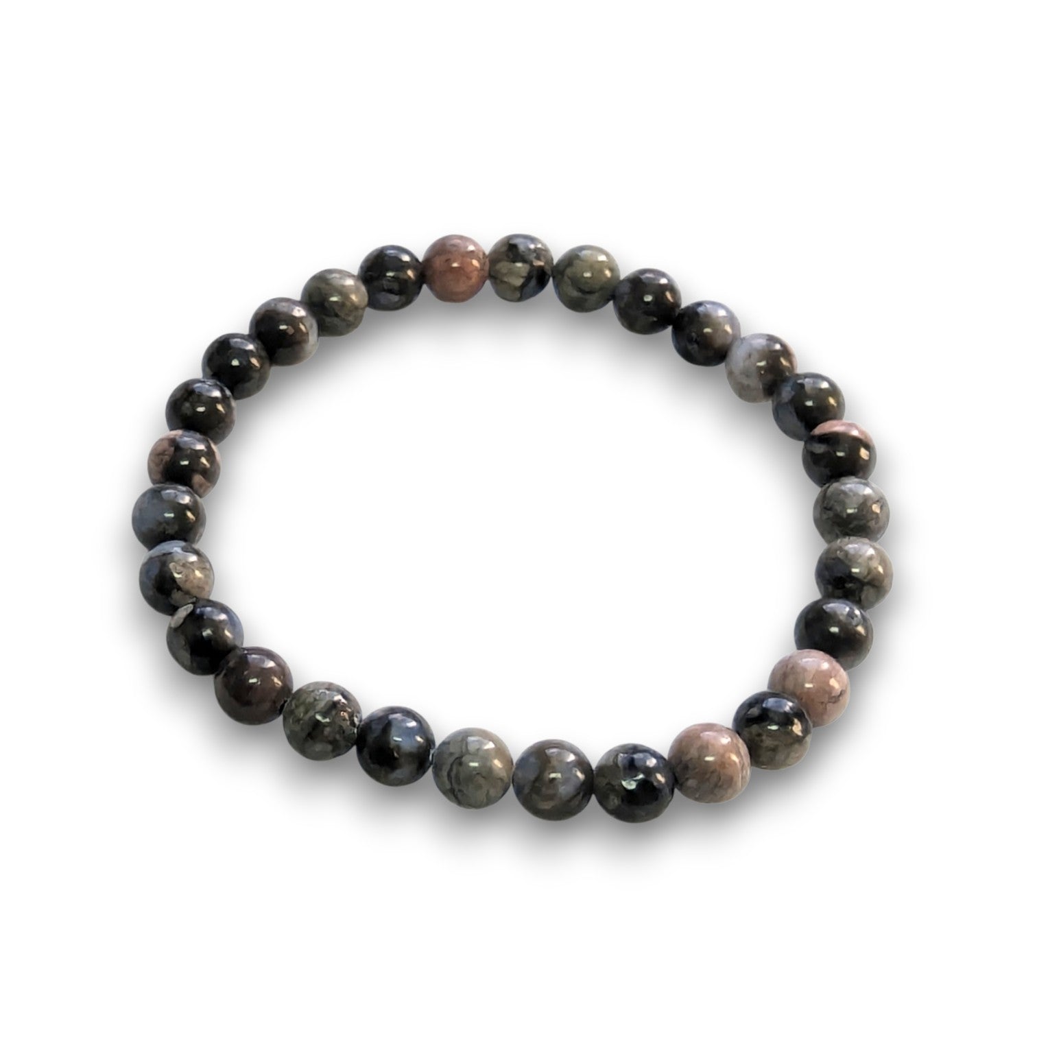 Glaucophane 6mm bead bracelet, Medium 18.5cm