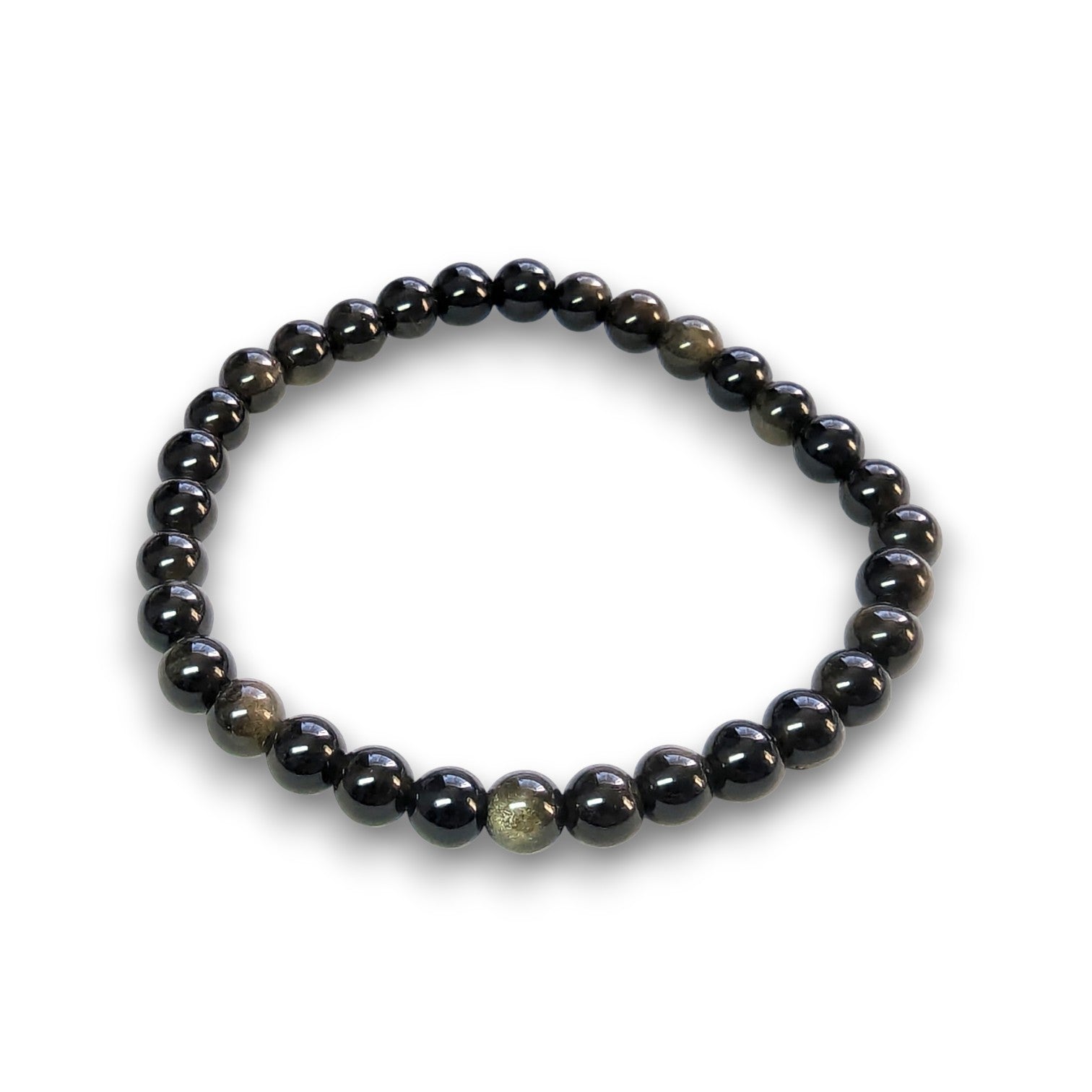 Gold Sheen Obsidian 6mm bead bracelet, Medium 18.5cm