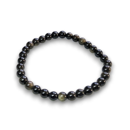 Gold Sheen Obsidian 6mm bead bracelet, Medium 18.5cm
