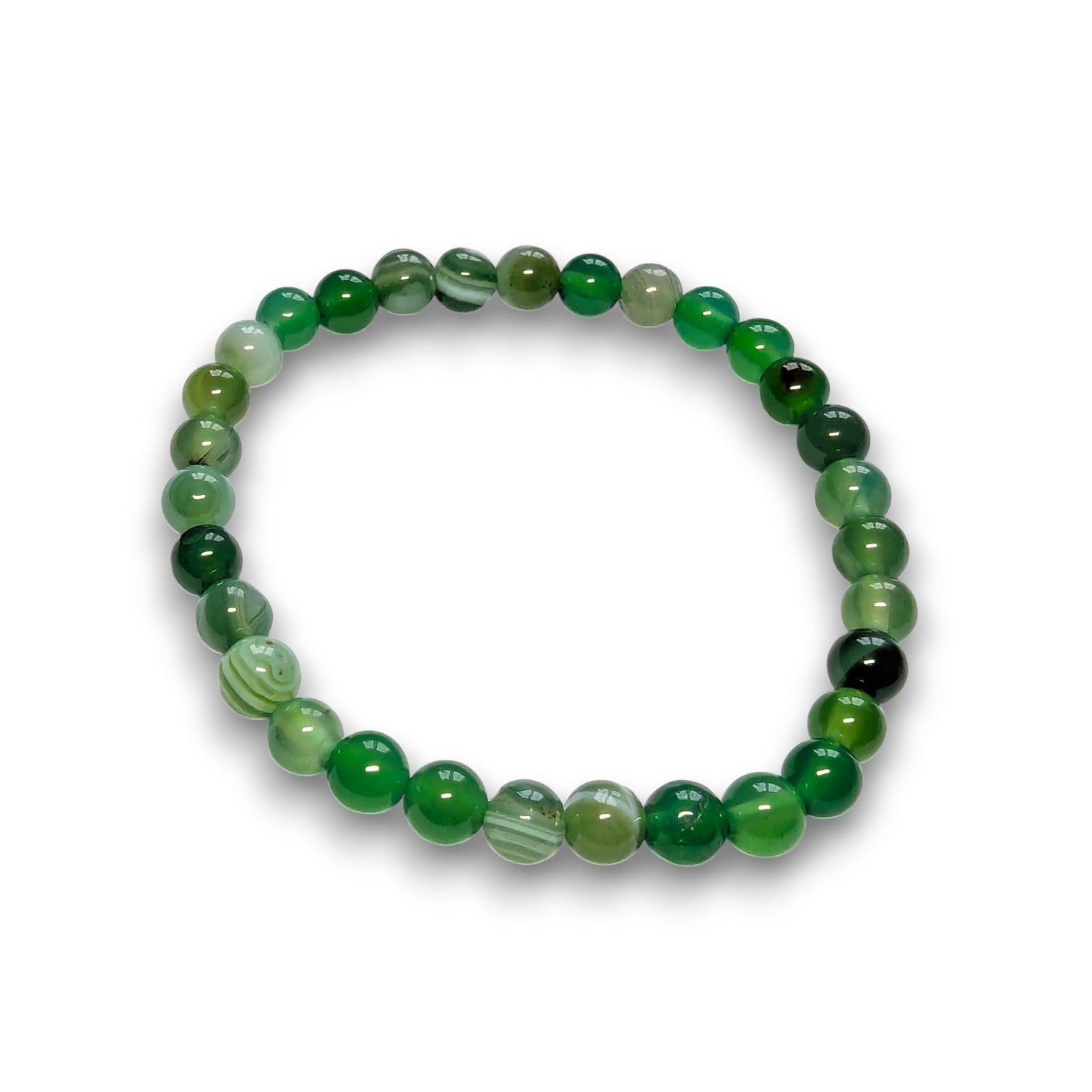 Green Agate 6mm bead bracelet, Medium 18.5cm