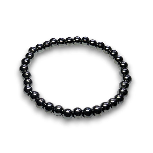 Hematite 6mm bead bracelet, Medium 18.5cm