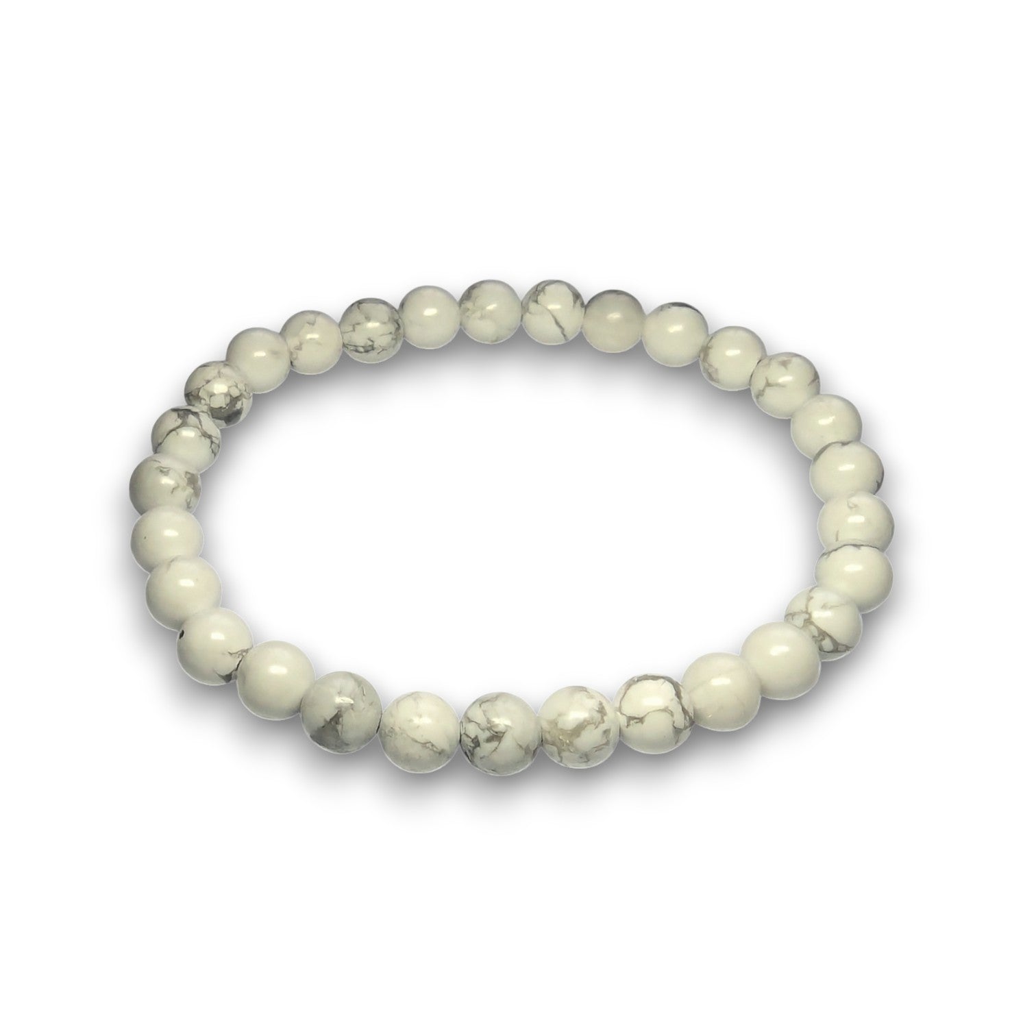 Howlite 6mm bead bracelet, Medium 18.5cm