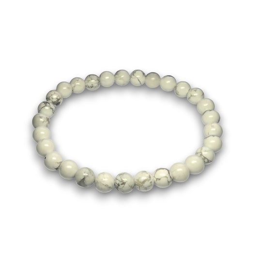 Howlite 6mm bead bracelet, Medium 18.5cm