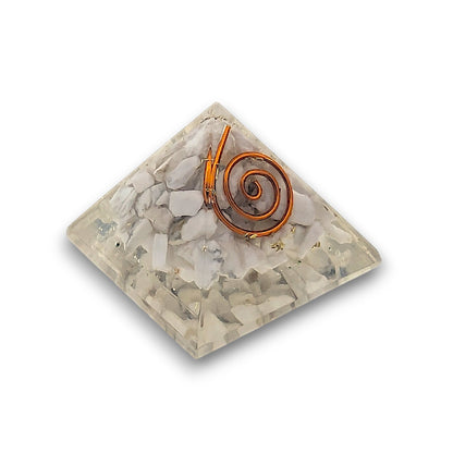 Small Howlite Orgonite Pyramid. Small Orgonite Pyramid measuring approx 33mm x 33mm at the base and 30mm from the base to.