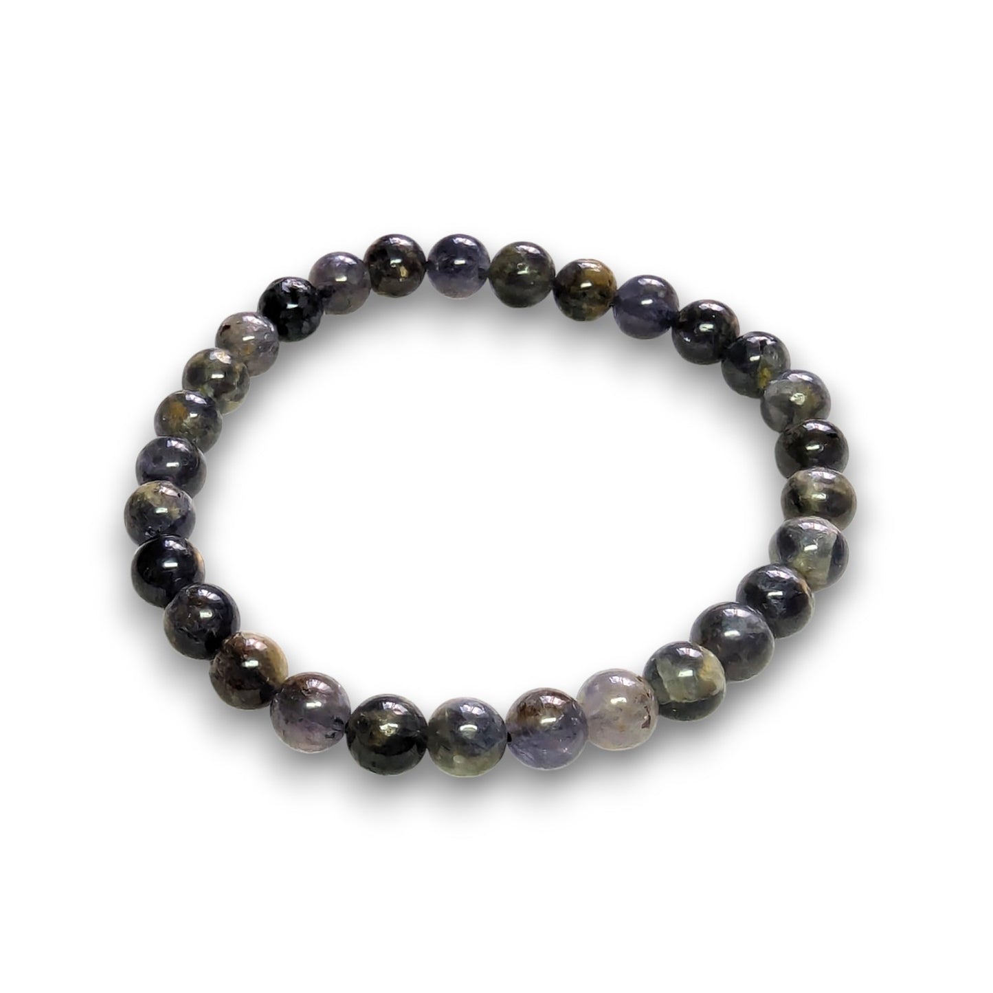 Iolite Grade 3, 6mm bead bracelet, Medium 18.5cm