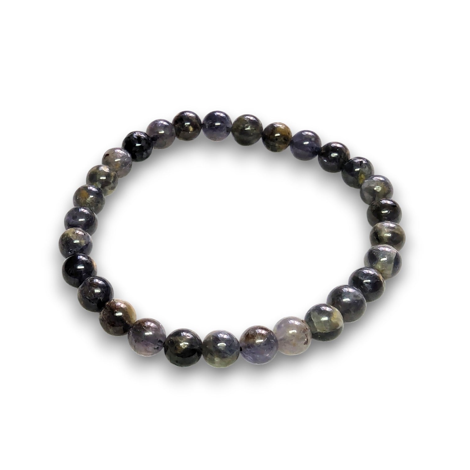 Iolite Grade 3, 6mm bead bracelet, Medium 18.5cm