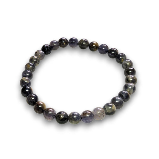 Iolite Grade 3, 6mm bead bracelet, Medium 18.5cm