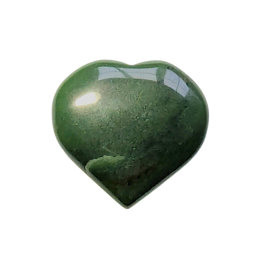 Medium Jade Heart Carving. Approximately 30mm tall, 32mm wide and 6mm deep.