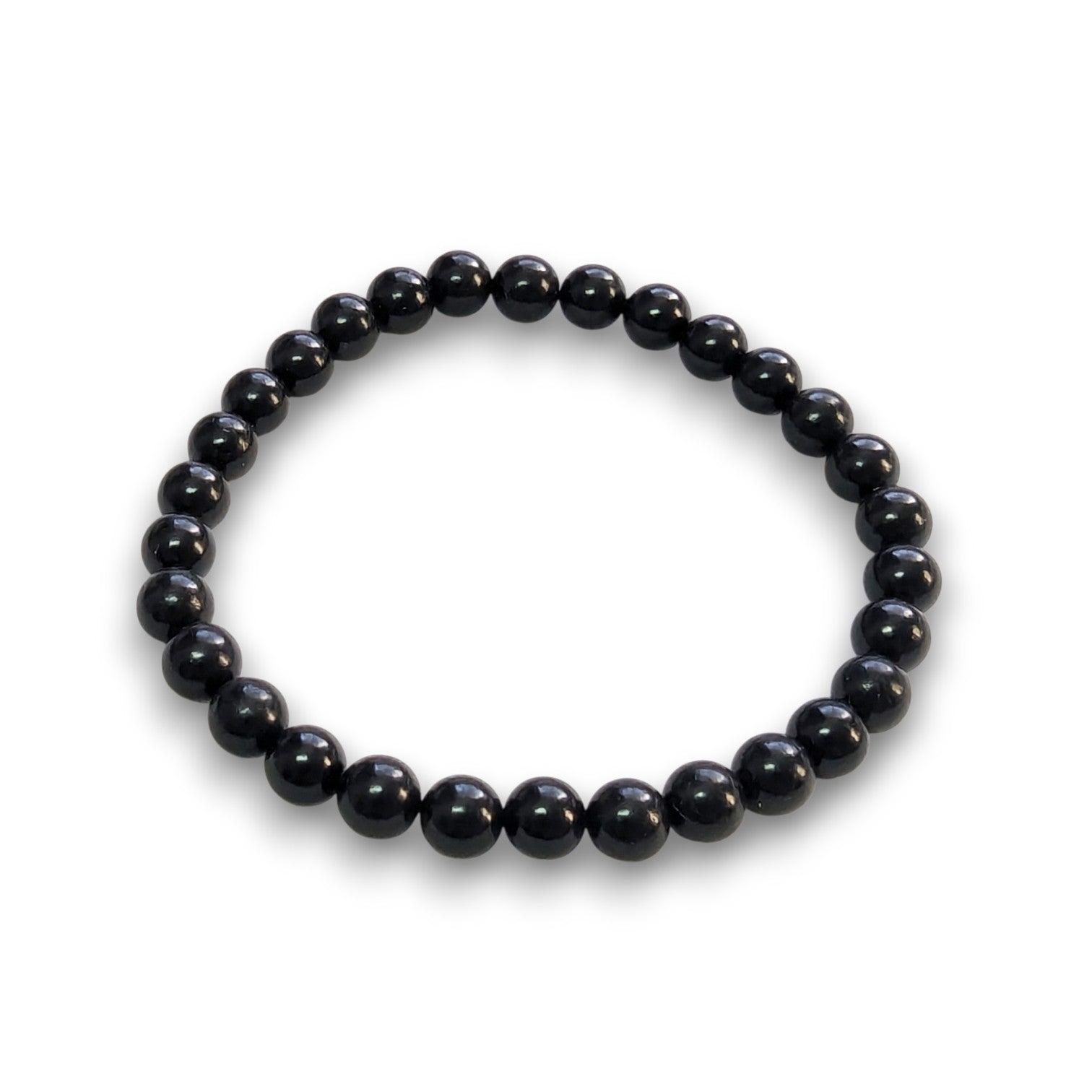 Jet 6mm bead bracelet, Medium 18.5cm