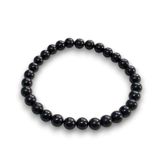 Jet 6mm bead bracelet, Medium 18.5cm