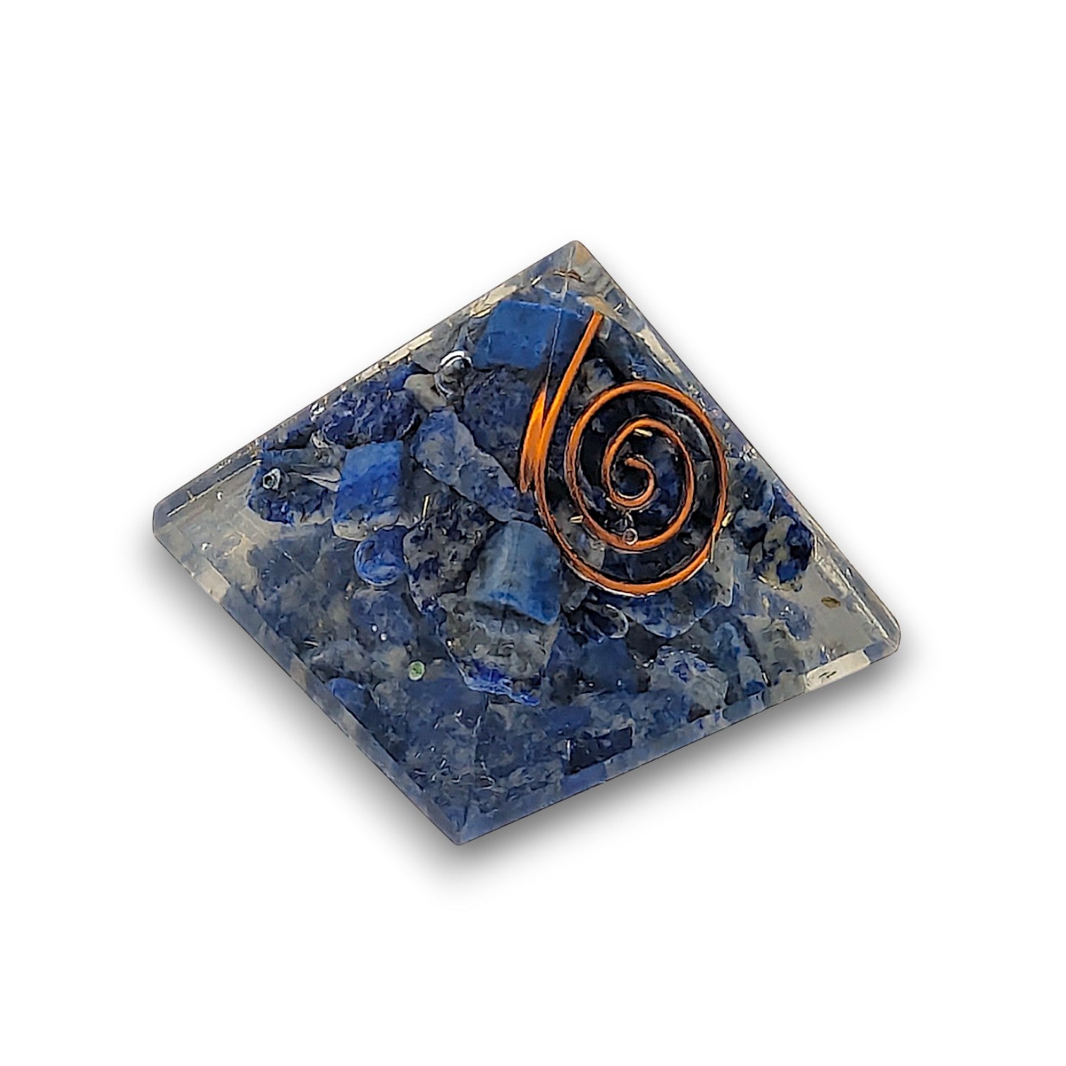 Small Lapis Lazuli Orgonite Pyramid. Small Orgonite Pyramid measuring approx 33mm x 33mm at the base and 30mm from the base.