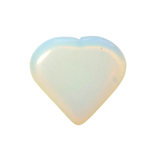 Medium Opalite Heart Carving. Approximately 30mm tall, 32mm wide and 6mm deep.