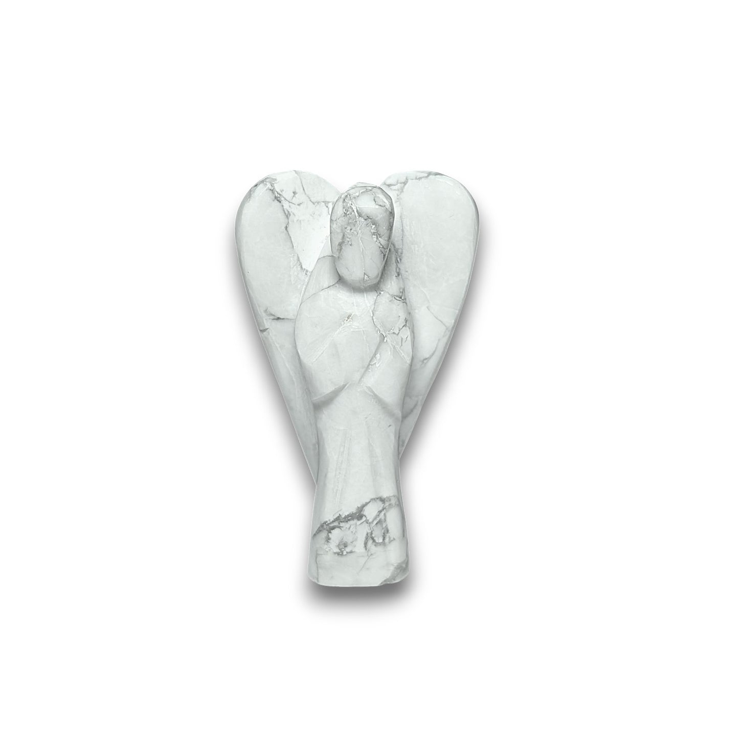Medium Howlite Angel Carving. Medium 50mm tall hand carved Angel.