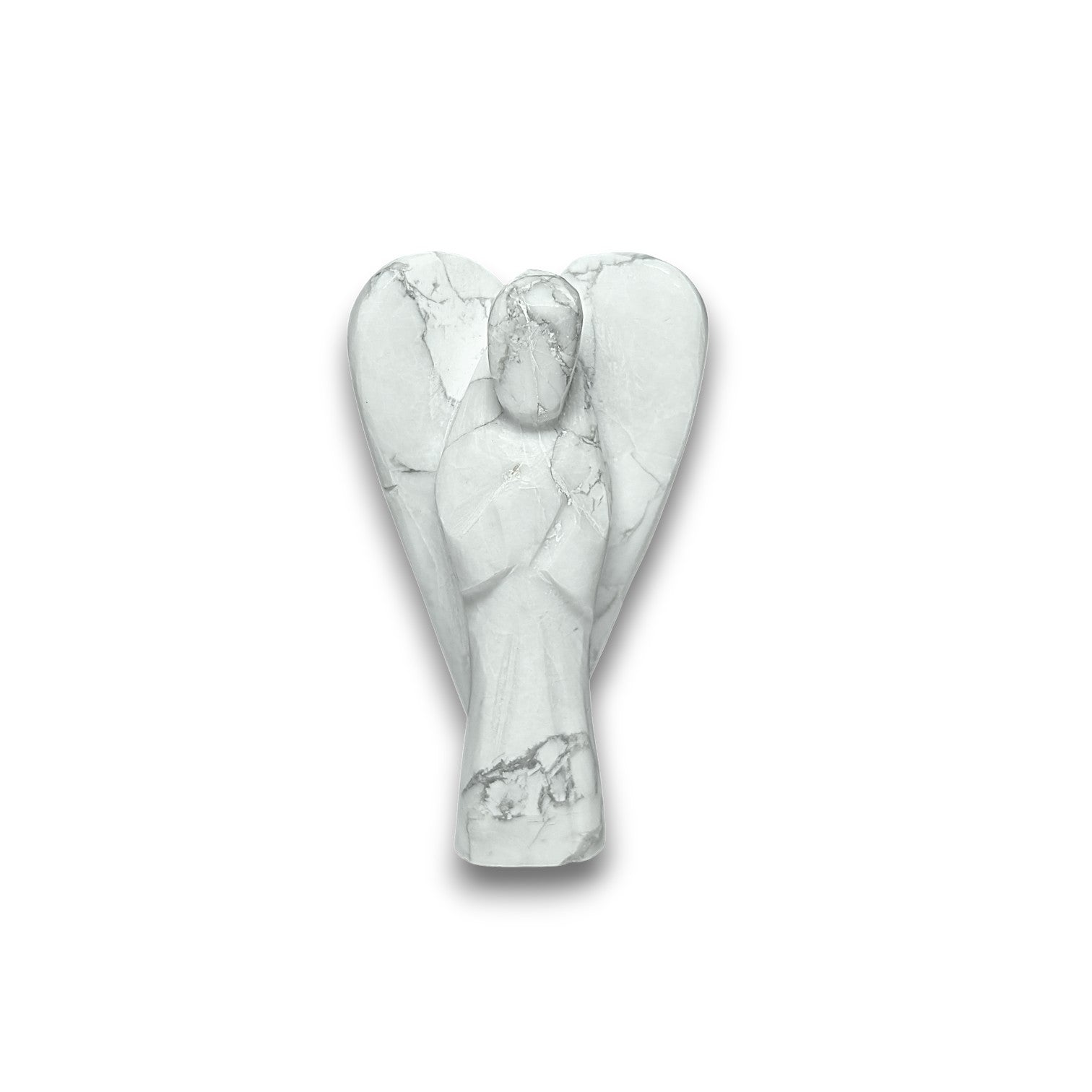 Medium Howlite Angel Carving. Medium 50mm tall hand carved Angel.