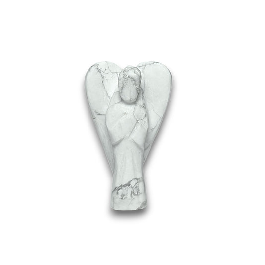 Medium Howlite Angel Carving. Medium 50mm tall hand carved Angel.