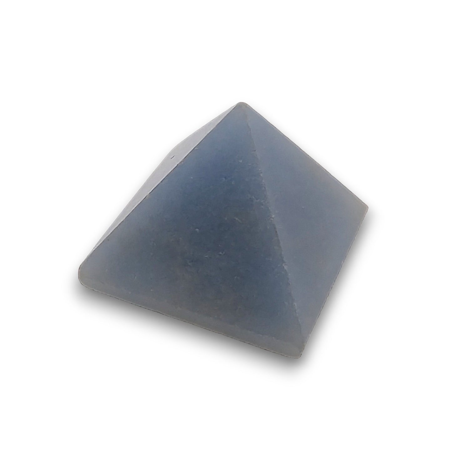 Small Angelite Pyramid. Our small pyramids approximately have a 35mm x 35mm base and an overall height of 30mm.