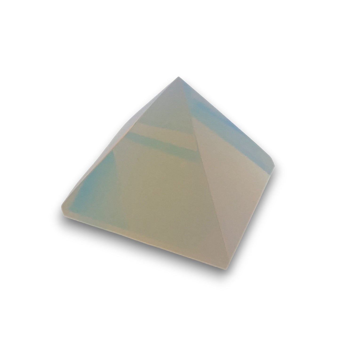 Small Opalite Pyramid. Our small pyramids approximately have a 35mm x 35mm base and an overall height of 30mm.