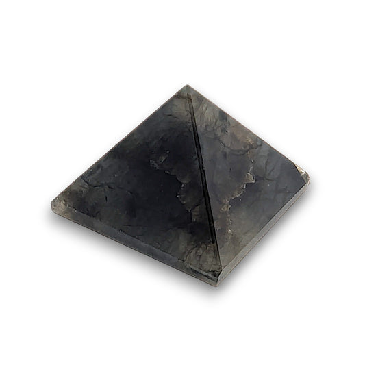 Small Labradorite Pyramid. Our small pyramids approximately have a 35mm x 35mm base and an overall height of 30mm.