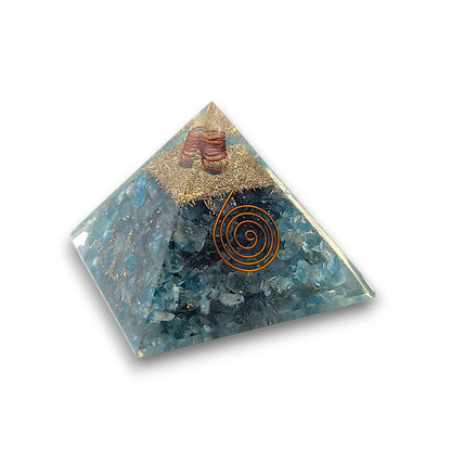 Medium Aquamarine Orgonite Pyramid. Medium Orgonite Pyramid measuring approx 80mm x 80mm at the base and 70mm from the base.
