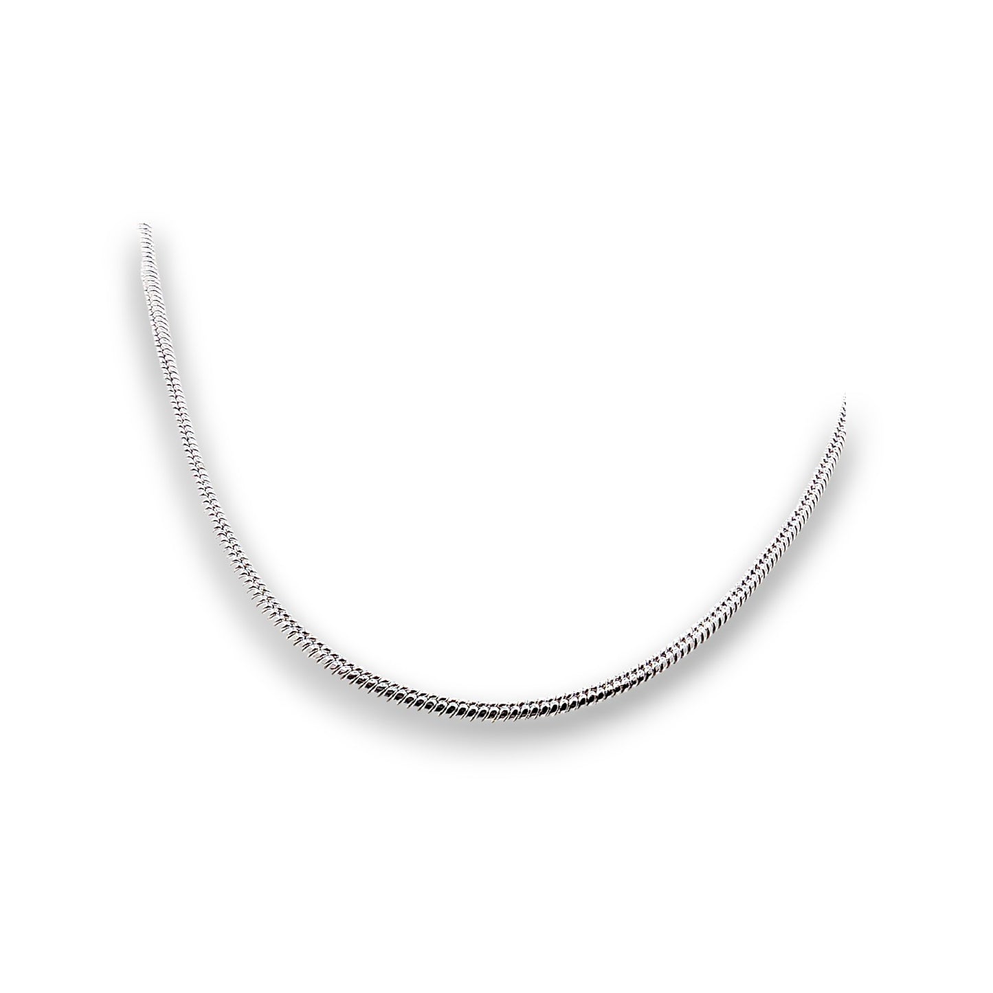 Silver Plated Snake chains, 1.25mm - Pack of 10. Silver-plated snake chains with lobster clasp fastening, 1.25mm thick.