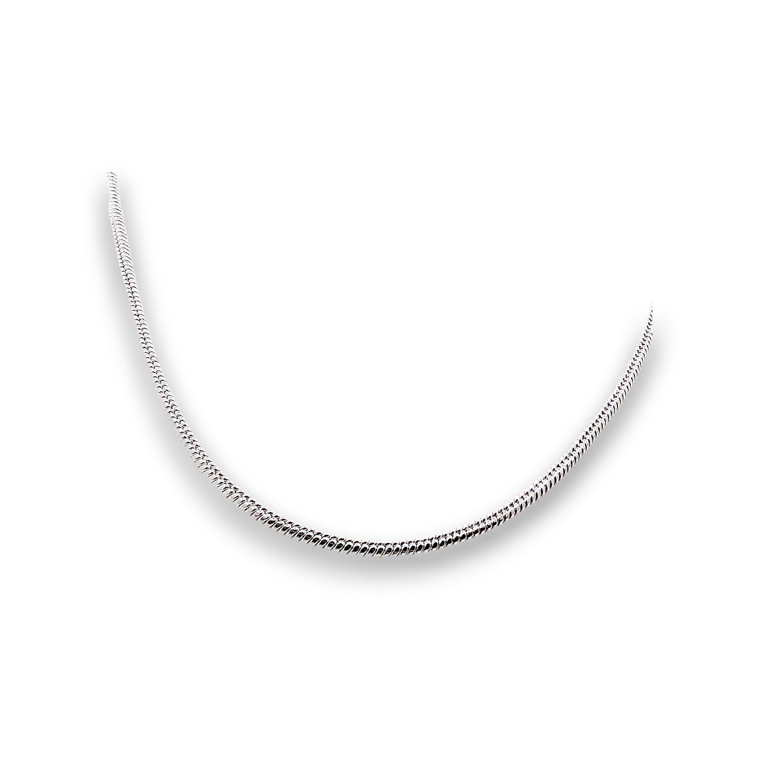 Silver Plated Snake chains, 1.25mm - Pack of 10. Silver-plated snake chains with lobster clasp fastening, 1.25mm thick.