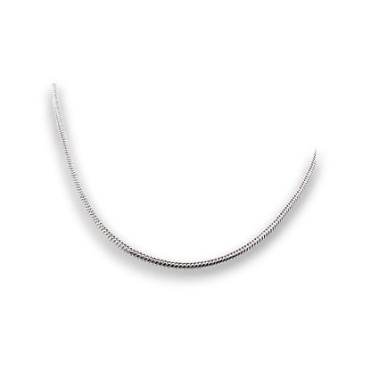 Silver Plated Snake chains, 1.25mm - Pack of 10. Silver-plated snake chains with lobster clasp fastening, 1.25mm thick.