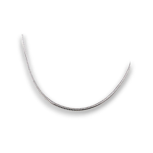 Silver Plated Snake chains, 1.25mm - Pack of 10. Silver-plated snake chains with lobster clasp fastening, 1.25mm thick.