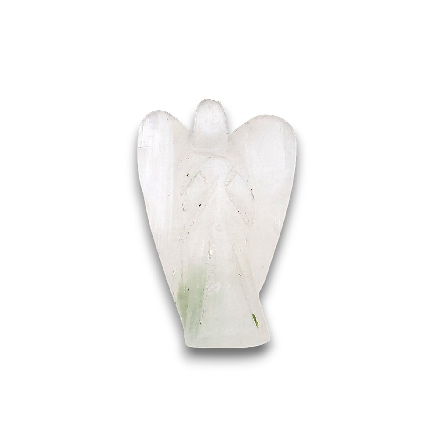 Small Selenite Angel Carving. Small hand-carved angel approximately 25mm in height.