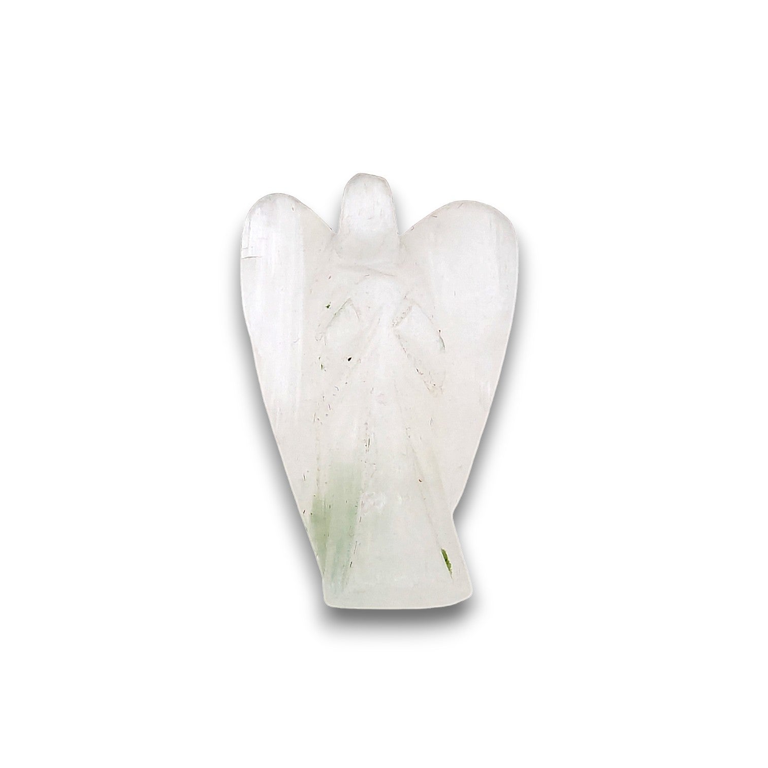 Small Selenite Angel Carving. Small hand-carved angel approximately 25mm in height.
