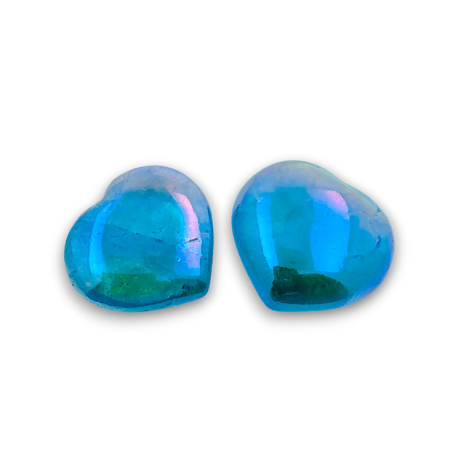Aqua Aura Heart Carving - Pack of 6. Aqua Aura hand carved hearts approximately 28mm in height and width.