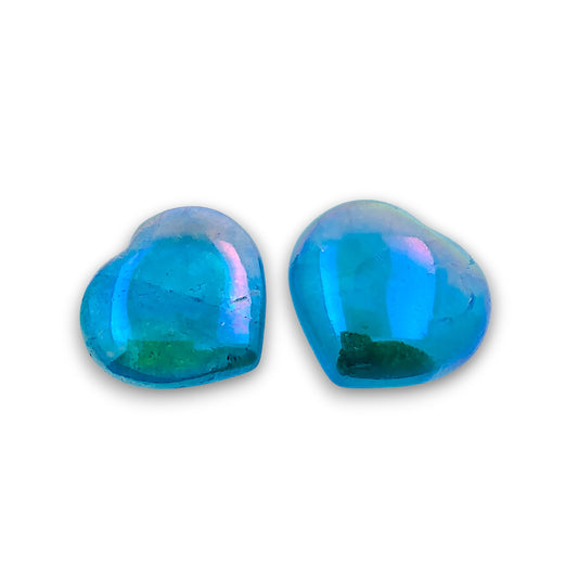 Aqua Aura Heart Carving - Pack of 6. Aqua Aura hand carved hearts approximately 28mm in height and width.