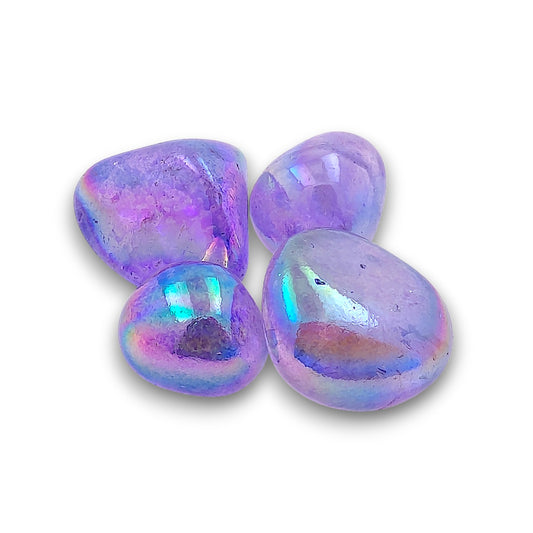 Amethyst Aura Tumblestones - 100g bag (Approx 10 - 15 pieces). Amethyst Aura tumblestones supplied in 100g bags, typically.