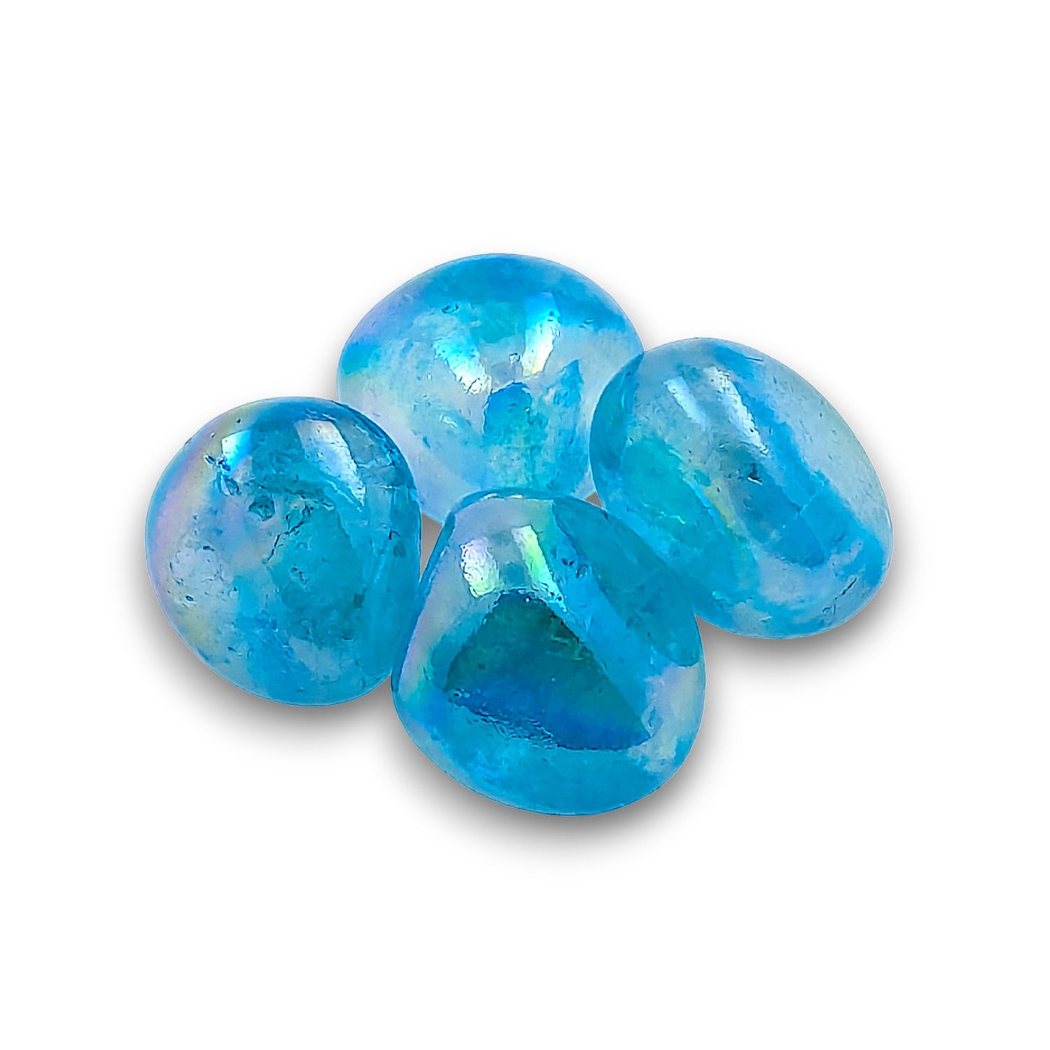 Aqua Aura Tumblestones - 100g bag (Approx 10 - 15 pieces). Aqua Aura tumblestones supplied in 100g bags, typically.