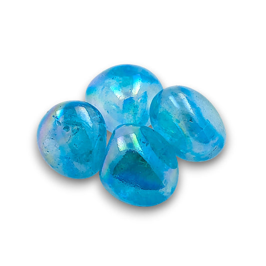 Aqua Aura Tumblestones - 100g bag (Approx 10 - 15 pieces). Aqua Aura tumblestones supplied in 100g bags, typically.