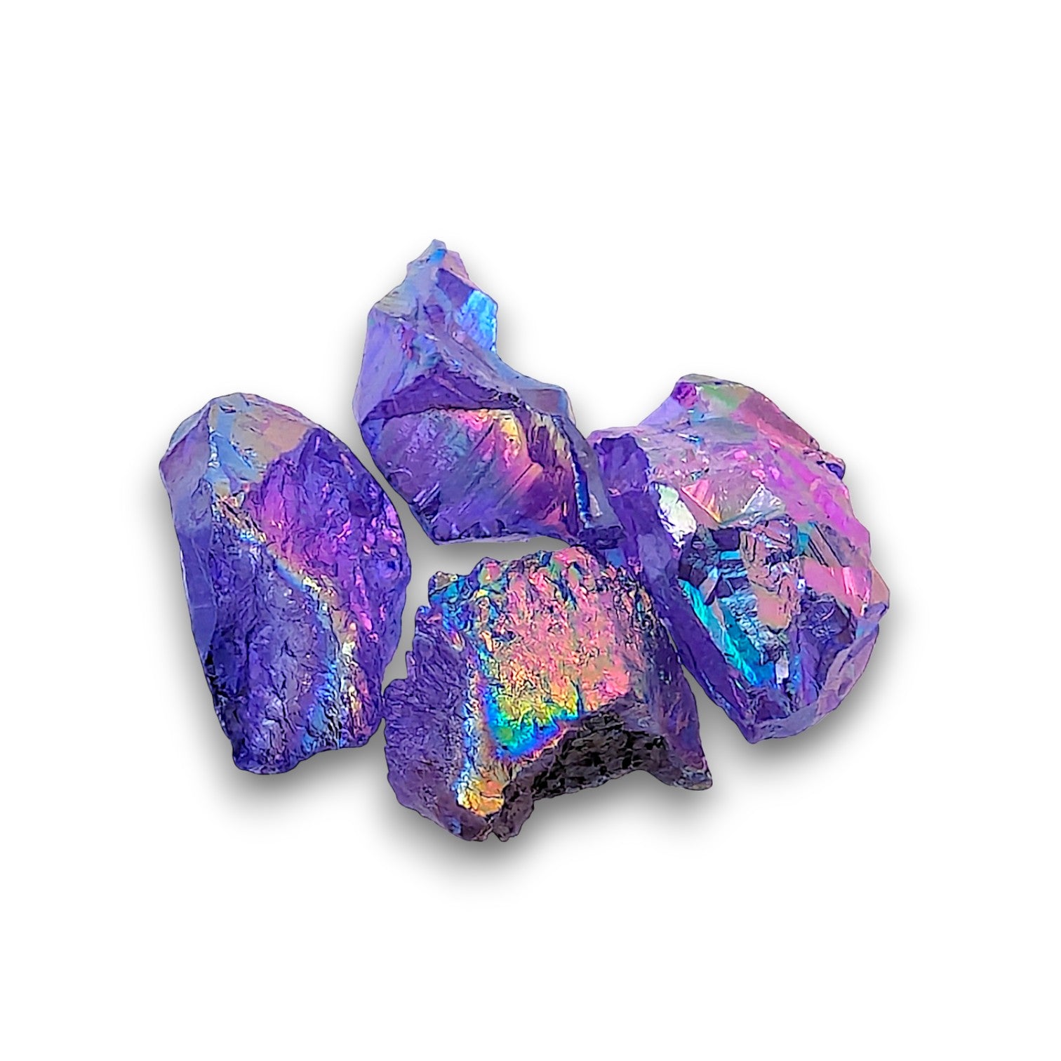 Amethyst Aura Crystals - 100g bag. Amethyst Aura Crystals supplied in 100g bags, typically containing approximately 20-25.