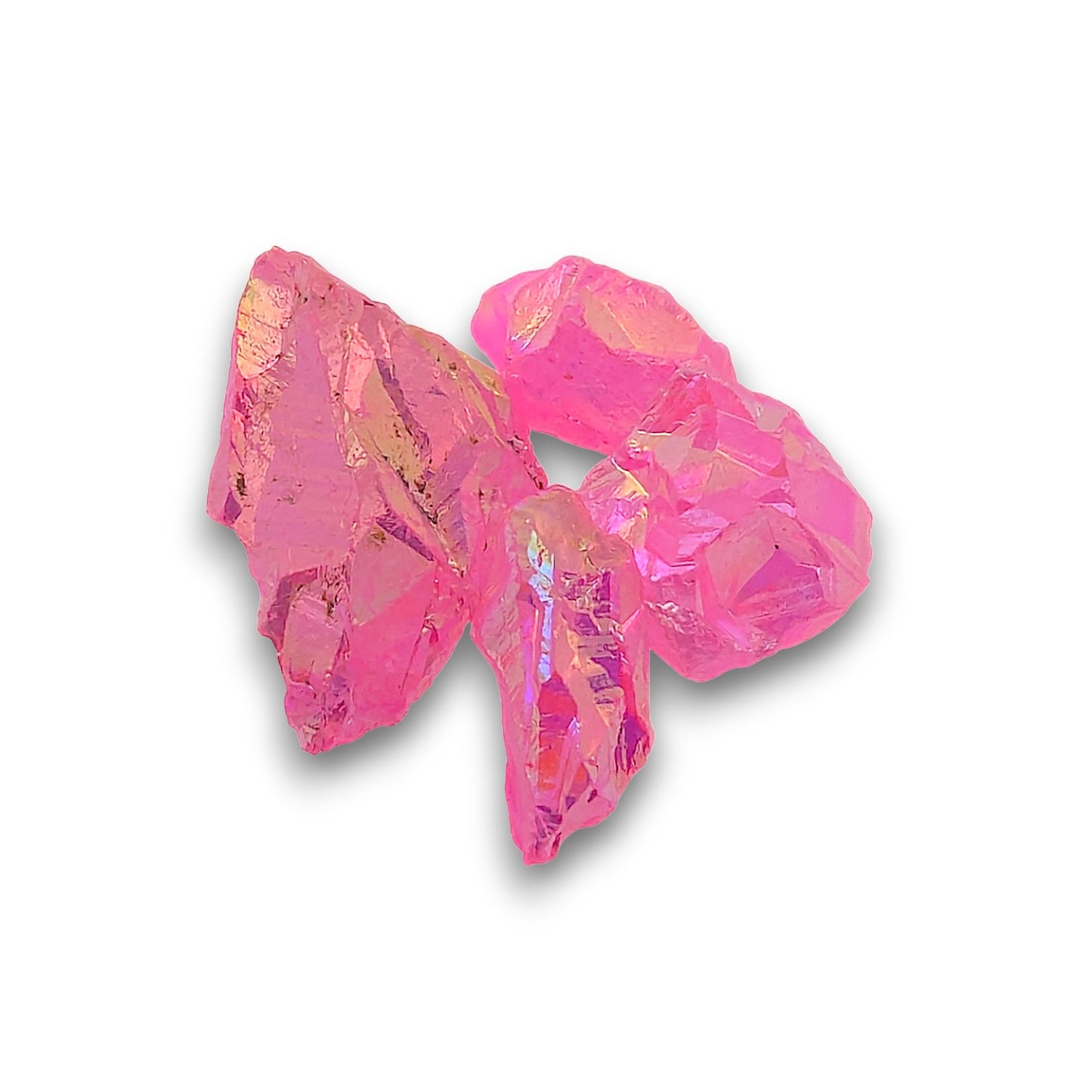 Rose Aura Crystals - 100g bag. Rose Aura Crystals supplied in 100g bags, typically containing approximately 20-25 pieces.