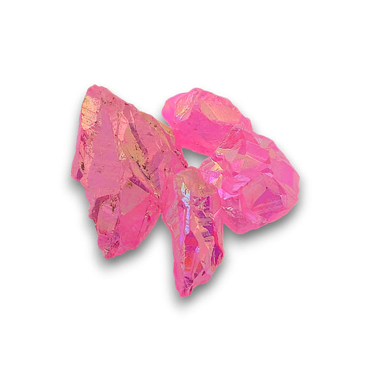 Rose Aura Crystals - 100g bag. Rose Aura Crystals supplied in 100g bags, typically containing approximately 20-25 pieces.