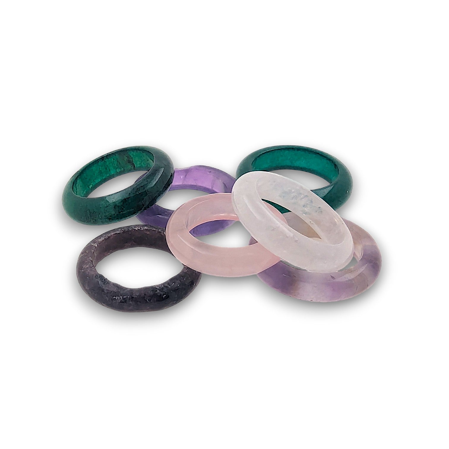 Assorted gemstone rings, mixed sizes