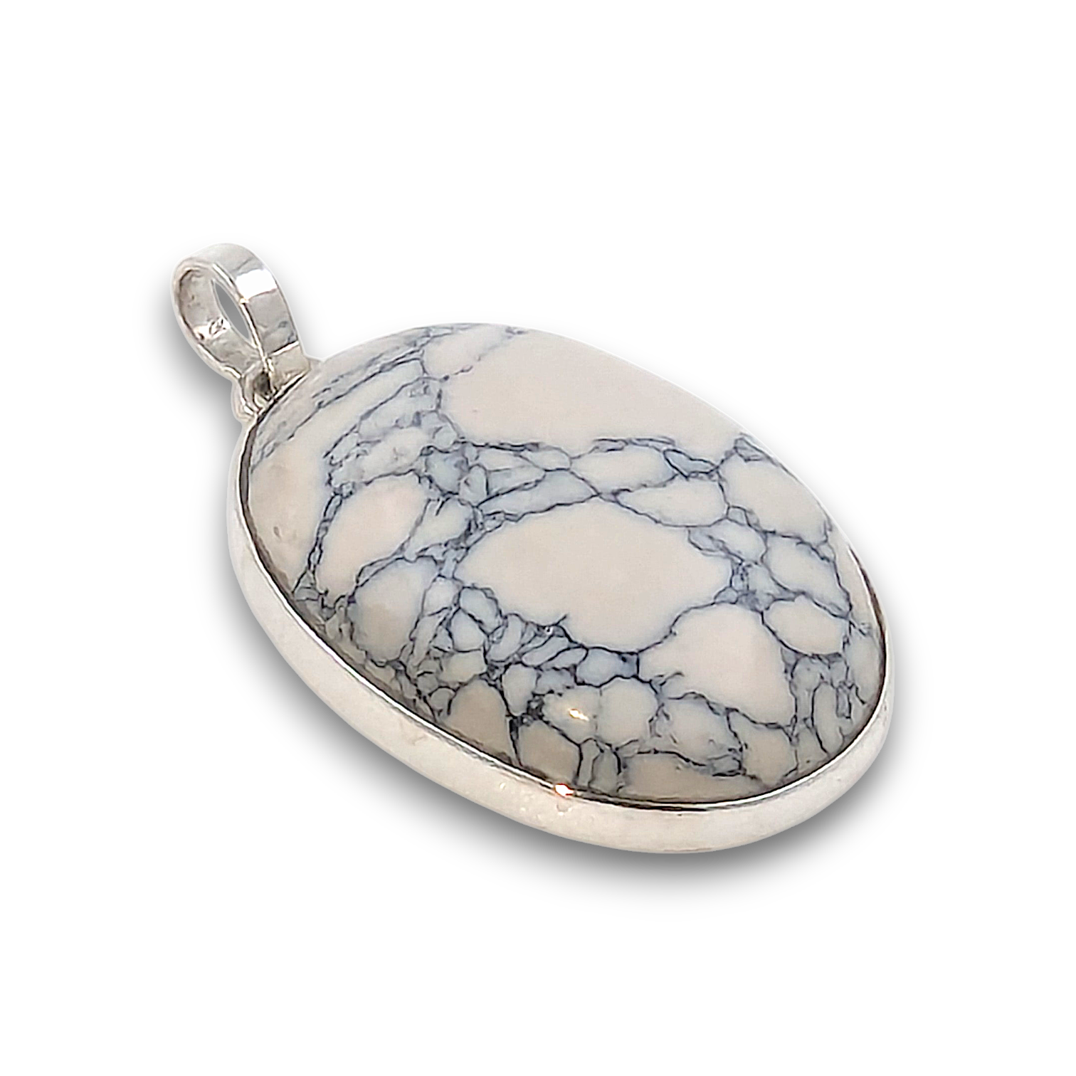 Howlite Sterling Silver Pendant. 925 sterling silver pendant, approximately 33mm × 20mm.