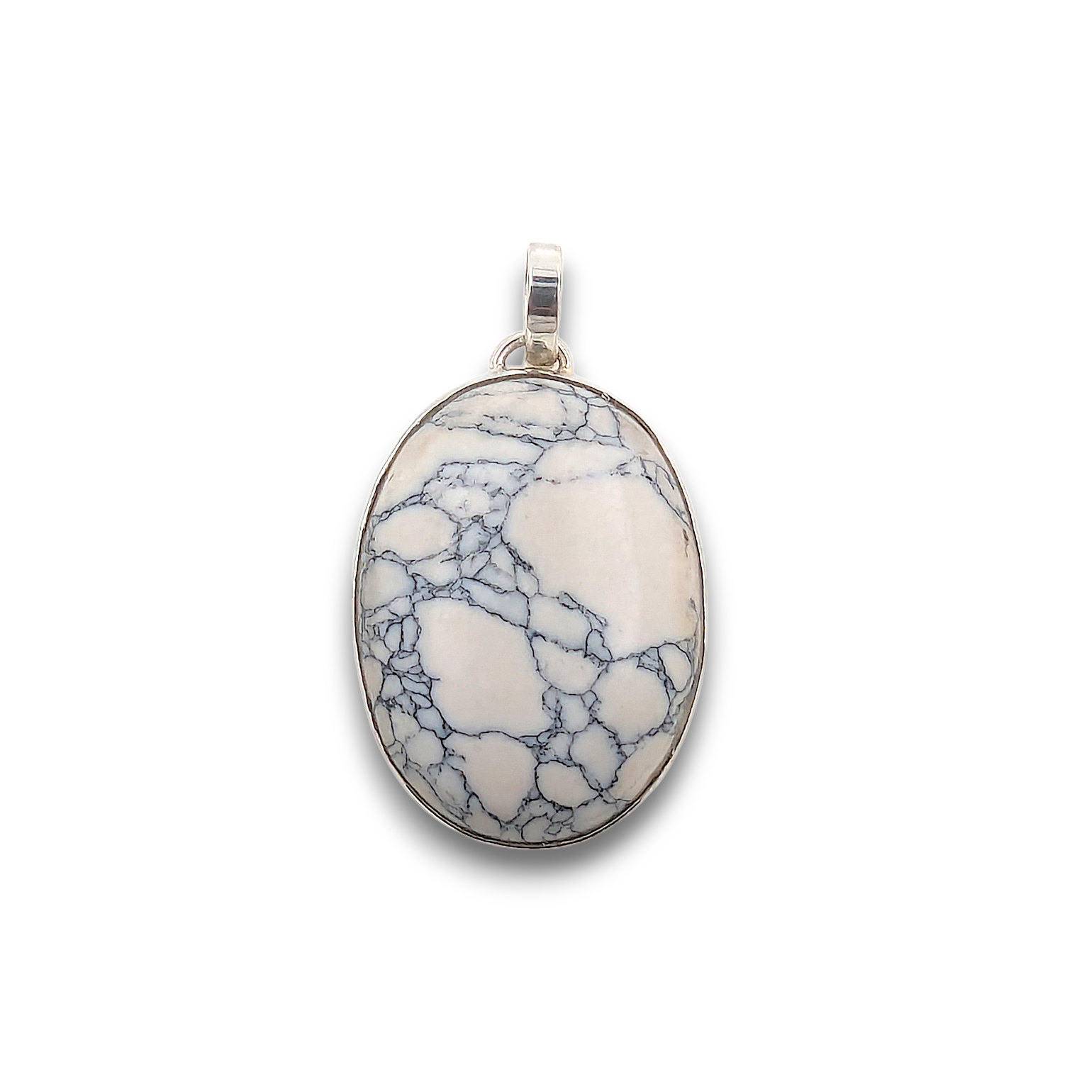 Howlite Sterling Silver Pendant. 925 sterling silver pendant, approximately 33mm × 20mm.