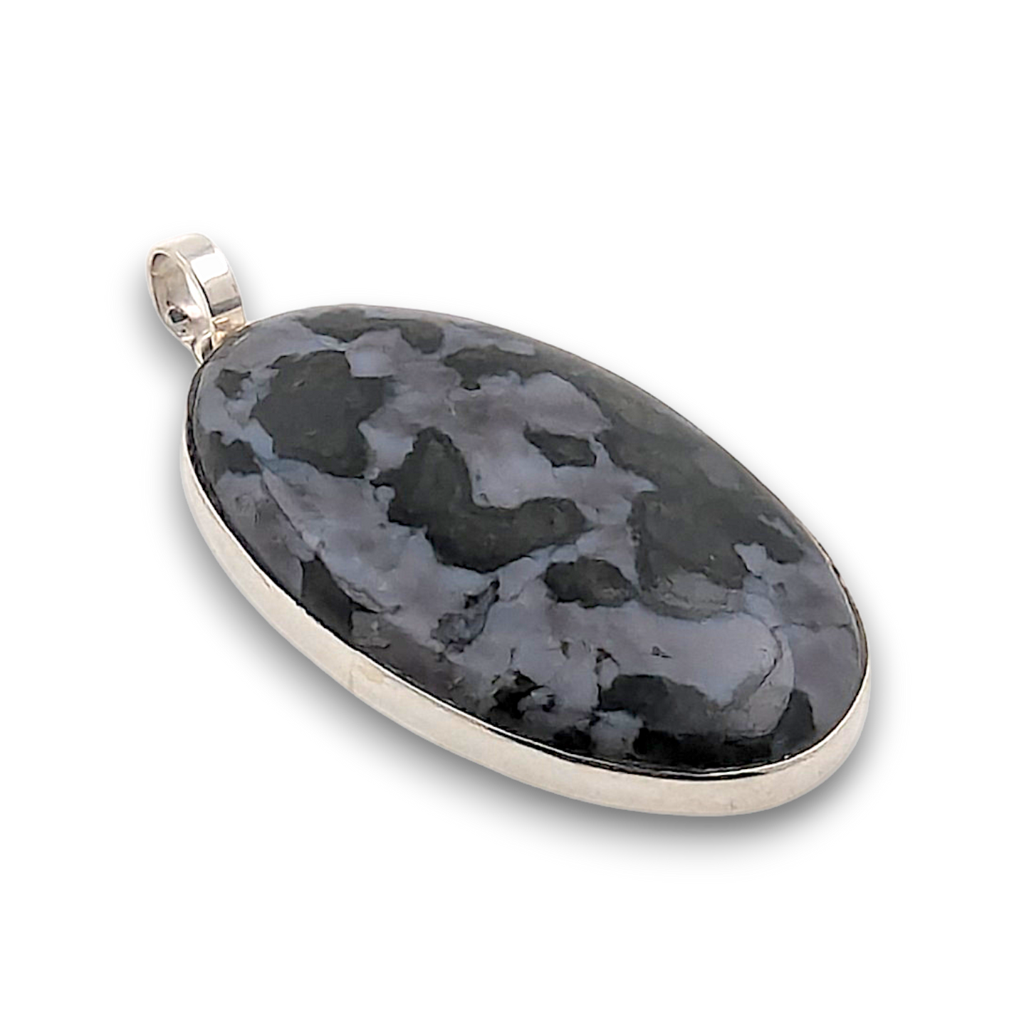 Indigo Gabbro (Mystic Merlinite) Sterling Silver Pendant. 925 sterling silver pendant, approximately 45mm × 28mm.