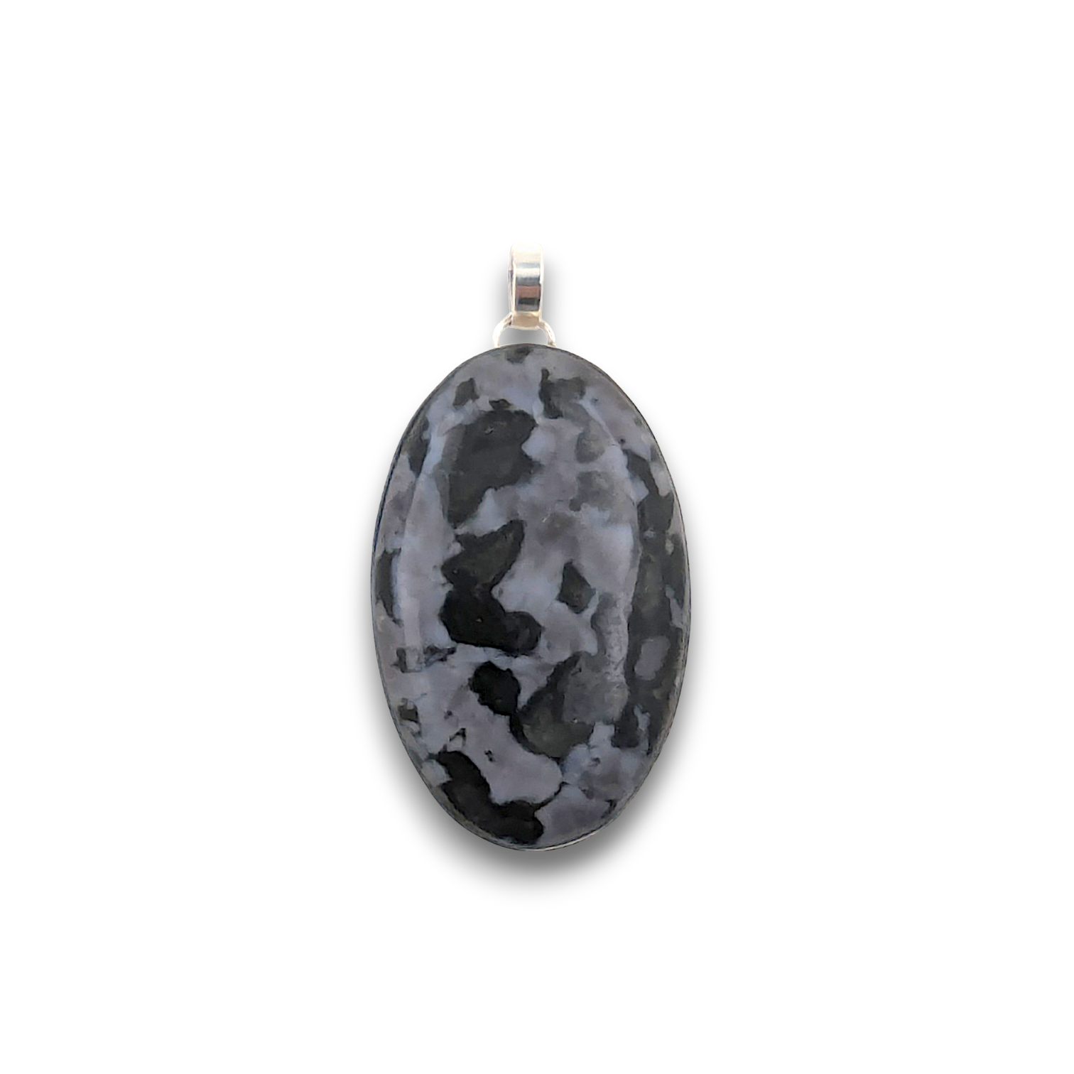 Indigo Gabbro (Mystic Merlinite) Sterling Silver Pendant. 925 sterling silver pendant, approximately 45mm × 28mm.