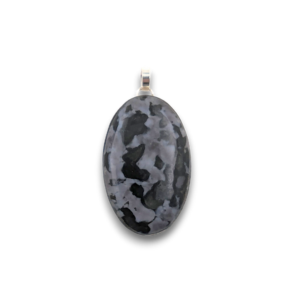 Indigo Gabbro (Mystic Merlinite) Sterling Silver Pendant. 925 sterling silver pendant, approximately 45mm × 28mm.