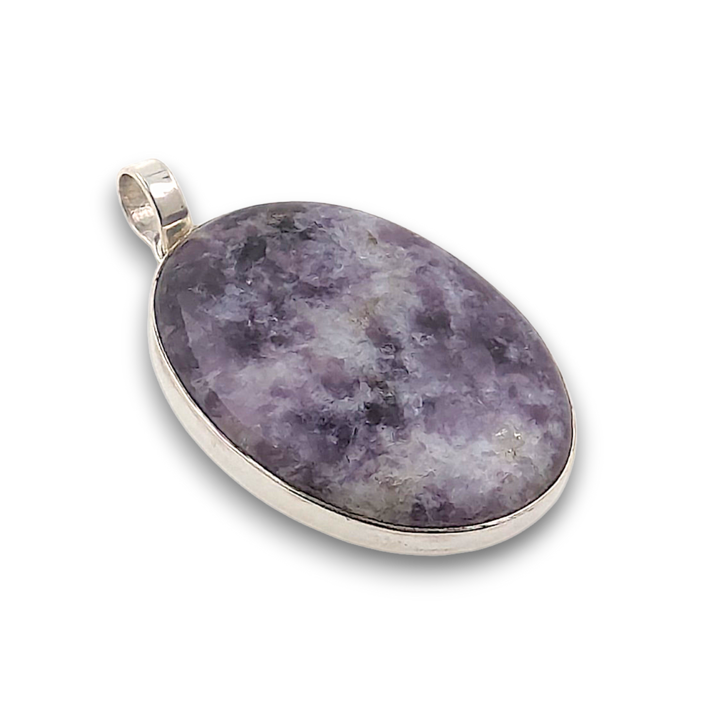 Lepidolite Sterling Silver Pendant. 925 sterling silver pendant, approximately 35mm × 26mm.