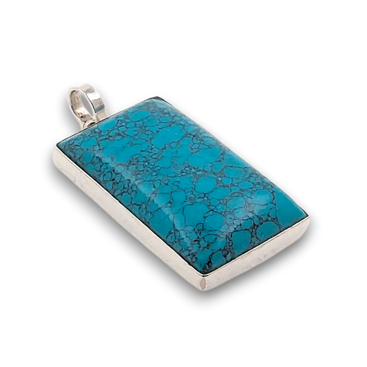 Blue Howlite (dyed) Sterling Silver Pendant. 925 sterling silver pendant, approximately 33mm × 20mm.