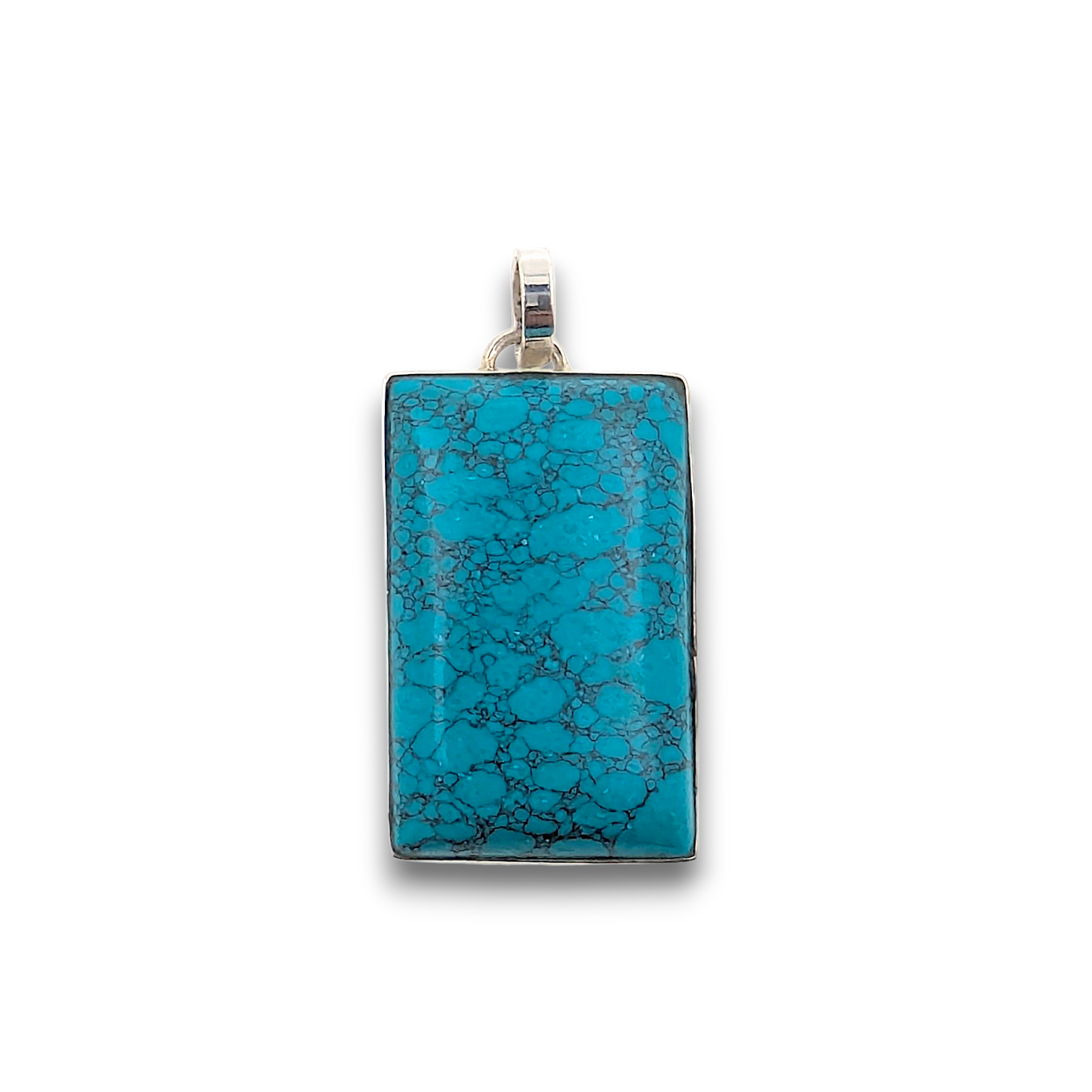 Blue Howlite (dyed) Sterling Silver Pendant. 925 sterling silver pendant, approximately 33mm × 20mm.