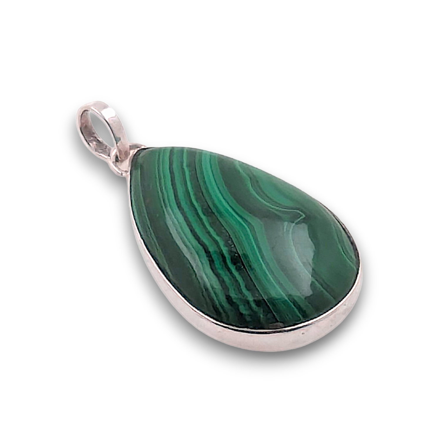 Malachite Sterling Silver Pendant. 925 sterling silver pendant, approximately 32mm × 21mm.